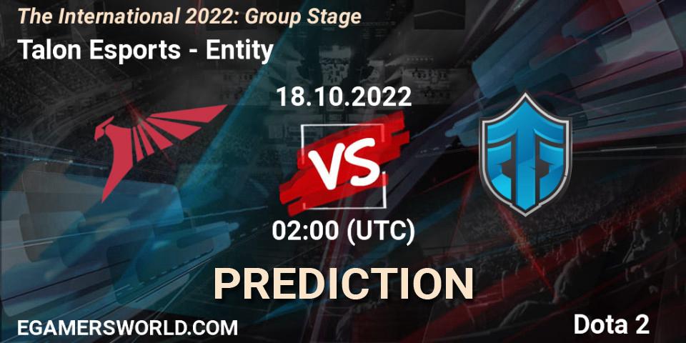 Talon Esports - Entity: прогноз. 18.10.2022 at 02:01, Dota 2, The International 2022: Group Stage