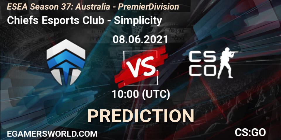 Chiefs Esports Club - Simplicity: прогноз. 08.06.2021 at 10:00, Counter-Strike (CS2), ESEA Season 37: Australia - Premier Division