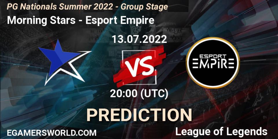 Morning Stars - Esport Empire: прогноз. 13.07.2022 at 20:00, LoL, PG Nationals Summer 2022 - Group Stage