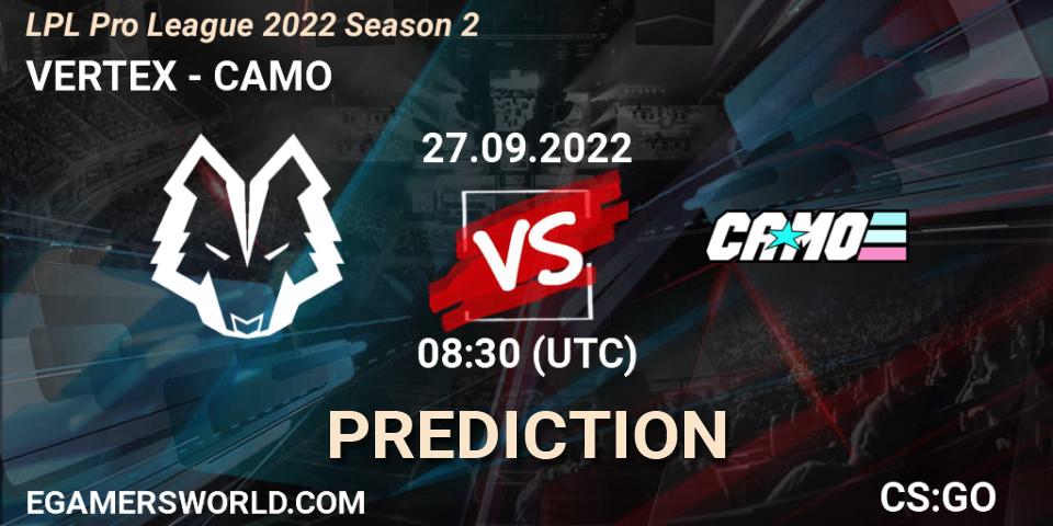 VERTEX - CAMO: прогноз. 27.09.2022 at 08:40, Counter-Strike (CS2), LPL Pro League 2022 Season 2
