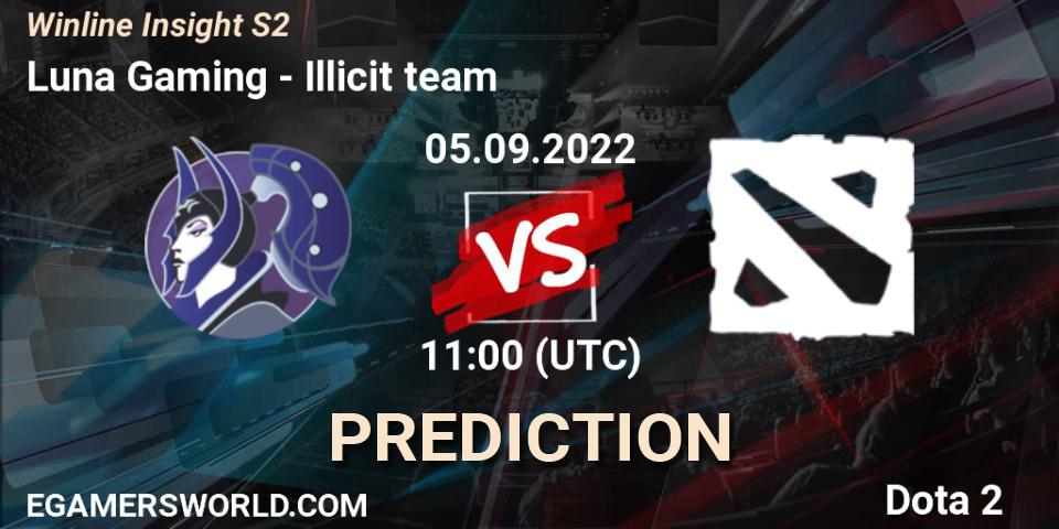 Luna Gaming - Illicit team: прогноз. 05.09.2022 at 11:07, Dota 2, Winline Insight S2