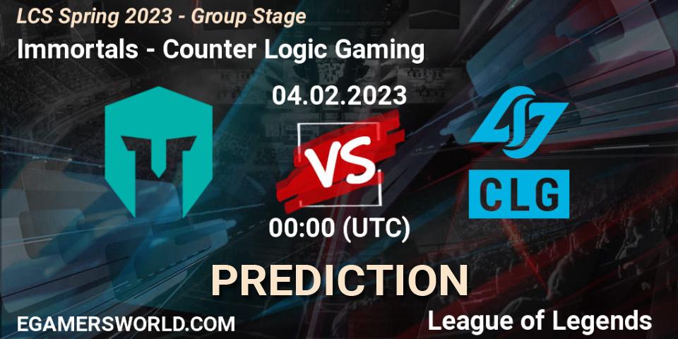 Immortals - Counter Logic Gaming: прогноз. 04.02.2023 at 03:00, LoL, LCS Spring 2023 - Group Stage