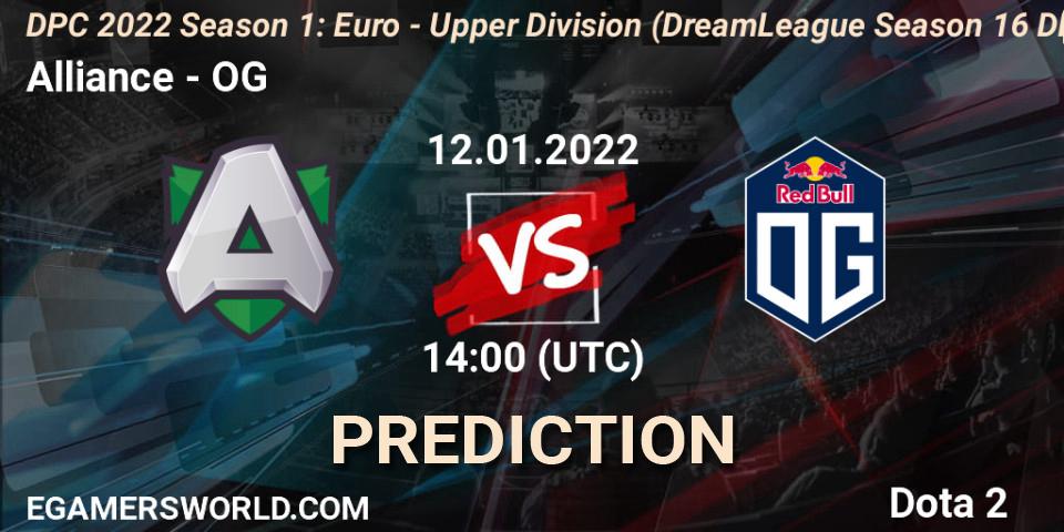 Alliance - OG: прогноз. 12.01.2022 at 13:55, Dota 2, DPC 2022 Season 1: Euro - Upper Division (DreamLeague Season 16 DPC WEU)