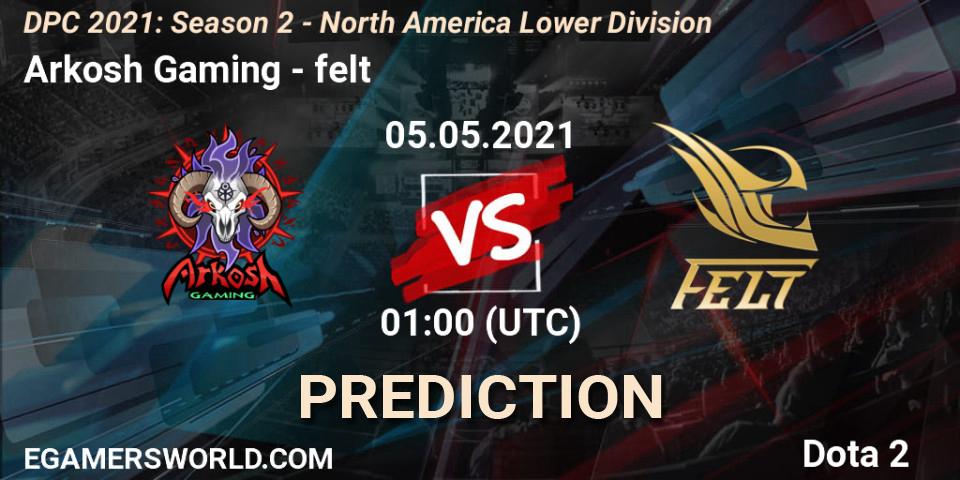 Arkosh Gaming - felt: прогноз. 05.05.2021 at 01:07, Dota 2, DPC 2021: Season 2 - North America Lower Division