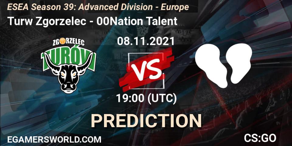 Turów Zgorzelec - 00Nation Talent: прогноз. 08.11.2021 at 18:00, Counter-Strike (CS2), ESEA Season 39: Advanced Division - Europe