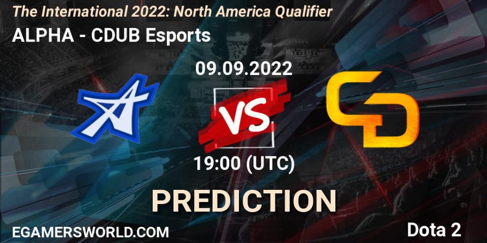 ALPHA - CDUB Esports: прогноз. 09.09.2022 at 19:41, Dota 2, The International 2022: North America Qualifier