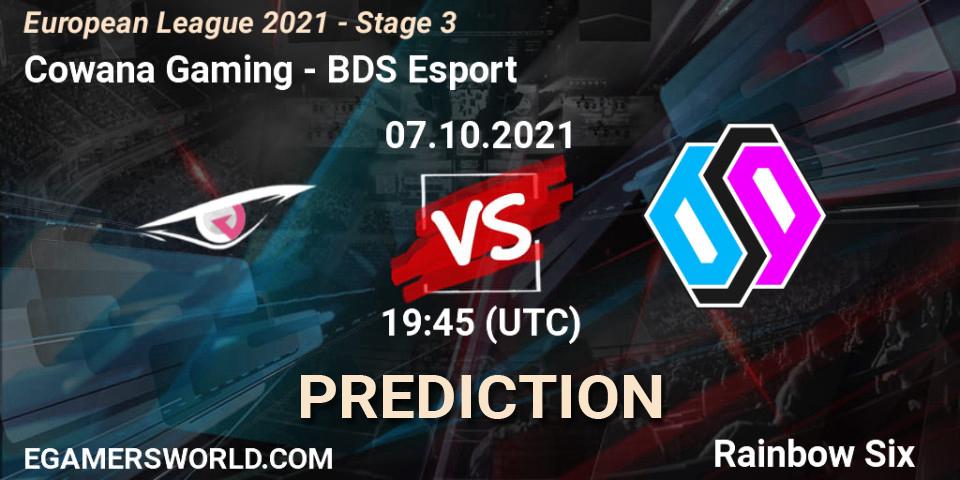 Cowana Gaming - BDS Esport: прогноз. 07.10.21, Rainbow Six, European League 2021 - Stage 3
