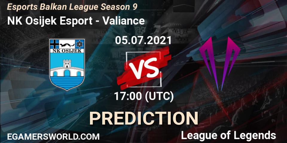 NK Osijek Esport - Valiance: прогноз. 05.07.2021 at 17:00, LoL, Esports Balkan League Season 9