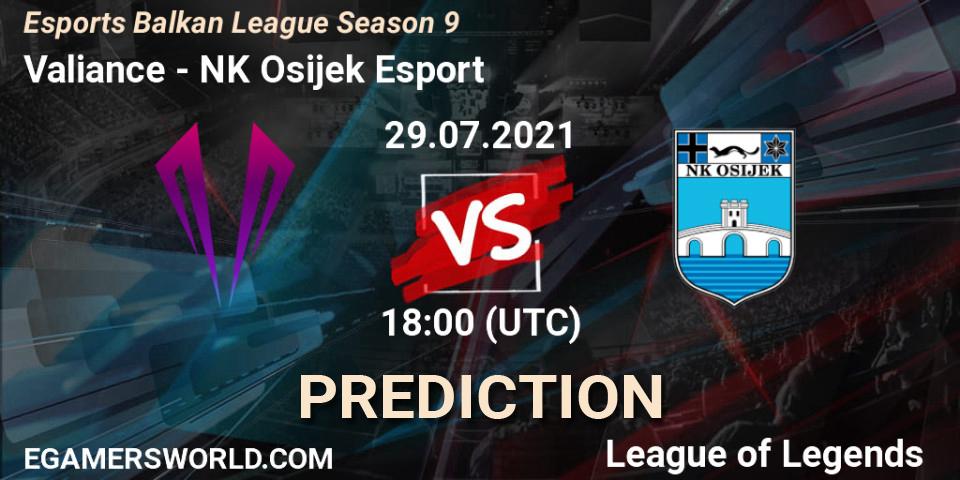 Valiance - NK Osijek Esport: прогноз. 29.07.2021 at 18:00, LoL, Esports Balkan League Season 9