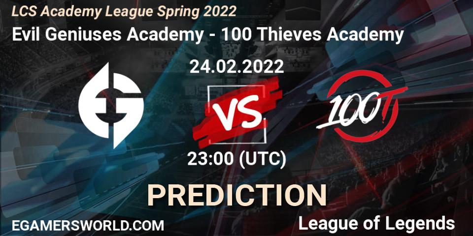 Evil Geniuses Academy - 100 Thieves Academy: прогноз. 24.02.2022 at 23:00, LoL, LCS Academy League Spring 2022