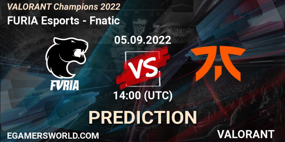 FURIA Esports - Fnatic: прогноз. 05.09.2022 at 15:30, VALORANT, VALORANT Champions 2022