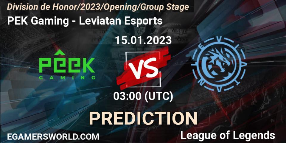 PÊEK Gaming - Leviatan Esports: прогноз. 15.01.2023 at 03:00, LoL, División de Honor Opening 2023 - Group Stage