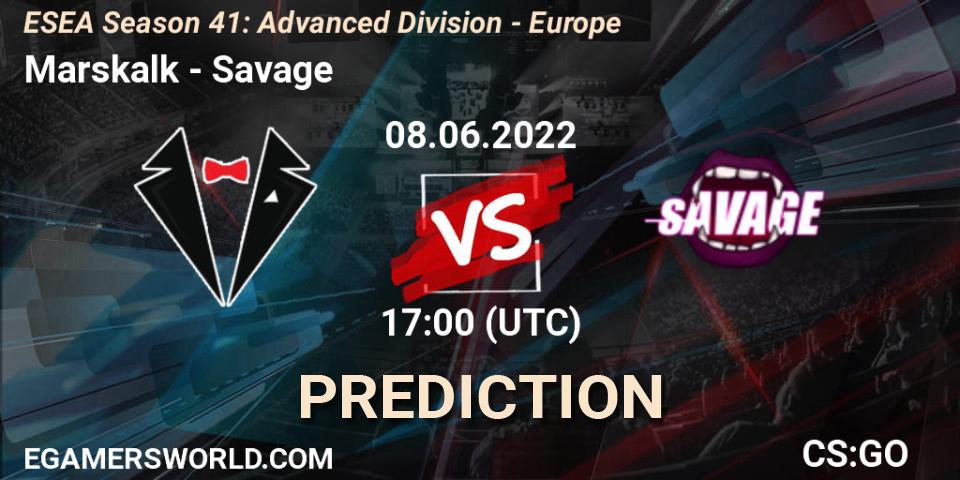 Marskalk - Savage: прогноз. 08.06.2022 at 17:00, Counter-Strike (CS2), ESEA Season 41: Advanced Division - Europe