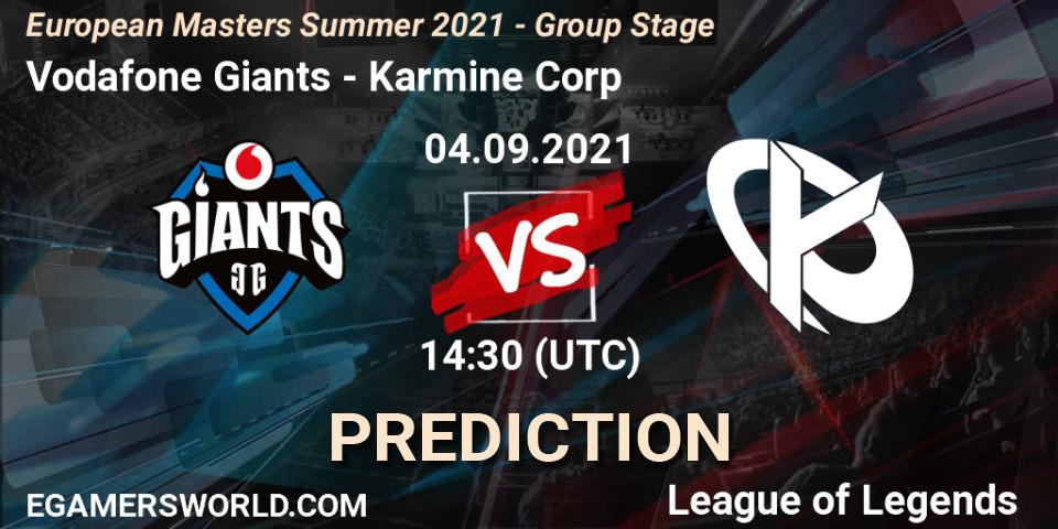 Vodafone Giants - Karmine Corp: прогноз. 04.09.2021 at 14:30, LoL, European Masters Summer 2021 - Group Stage