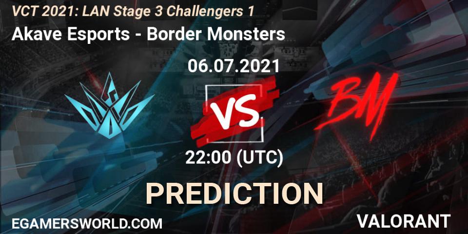 Akave Esports - Border Monsters: прогноз. 06.07.2021 at 22:00, VALORANT, VCT 2021: LAN Stage 3 Challengers 1