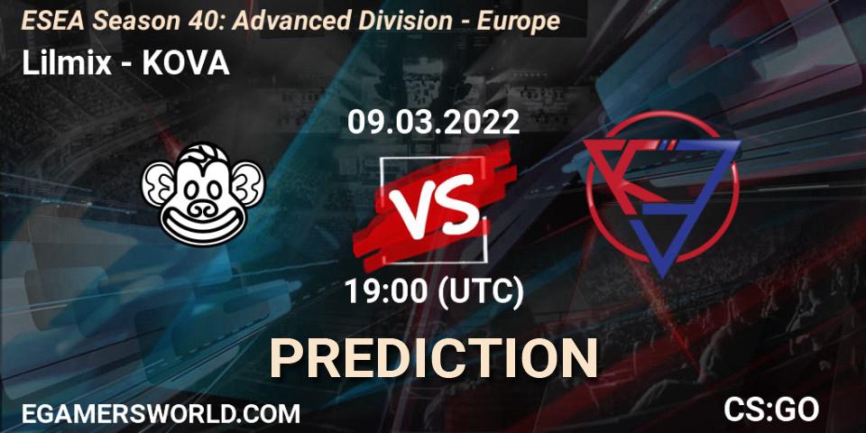 Lilmix - KOVA: прогноз. 10.03.2022 at 13:00, Counter-Strike (CS2), ESEA Season 40: Advanced Division - Europe