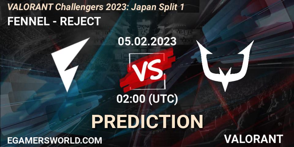 FENNEL - REJECT: прогноз. 05.02.23, VALORANT, VALORANT Challengers 2023: Japan Split 1