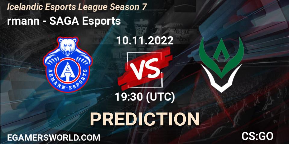 Ármann - SAGA Esports: прогноз. 10.11.2022 at 19:30, Counter-Strike (CS2), Icelandic Esports League Season 7
