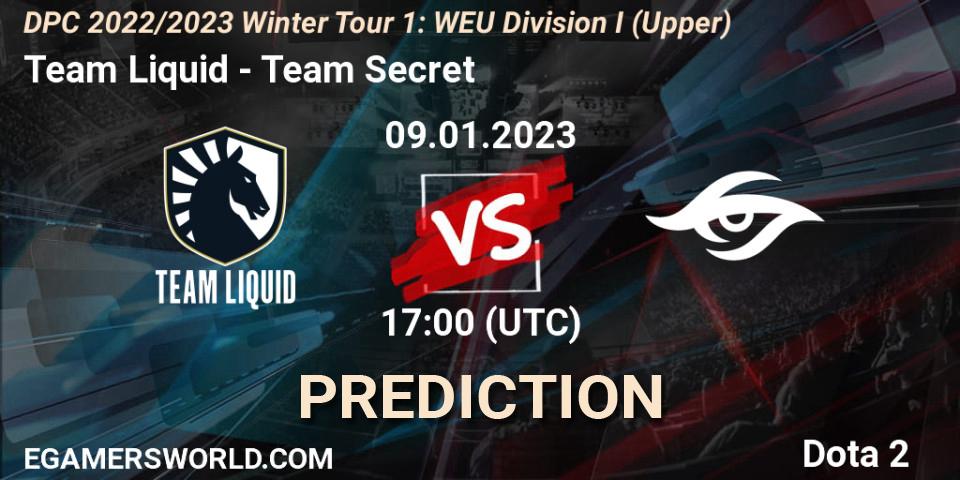Team Liquid - Team Secret: прогноз. 09.01.2023 at 17:00, Dota 2, DPC 2022/2023 Winter Tour 1: WEU Division I (Upper)