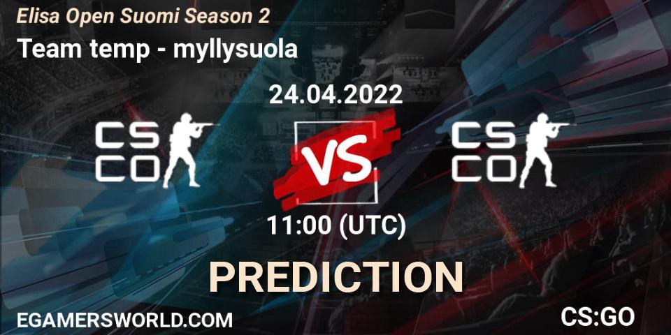 Team temp - myllysuola: прогноз. 24.04.2022 at 11:00, Counter-Strike (CS2), Elisa Open Suomi Season 2