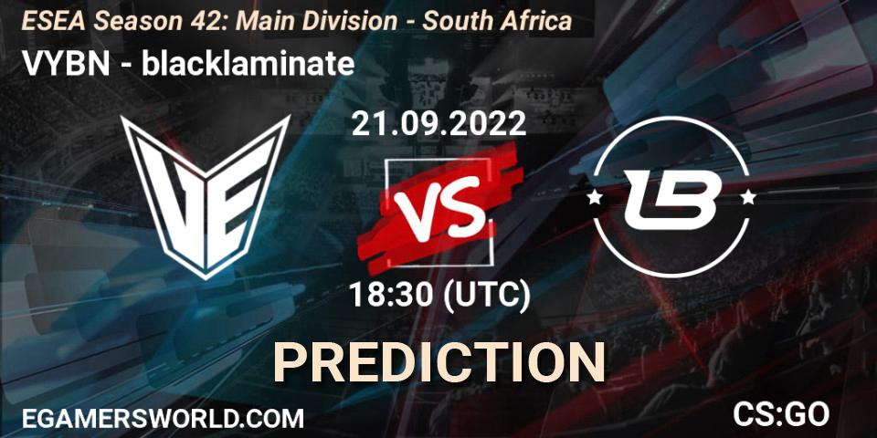 VYBN - blacklaminate: прогноз. 20.09.2022 at 15:30, Counter-Strike (CS2), ESEA Season 42: Main Division - South Africa