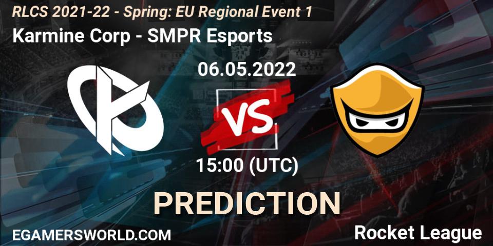 Karmine Corp - SMPR Esports: прогноз. 06.05.2022 at 15:00, Rocket League, RLCS 2021-22 - Spring: EU Regional Event 1