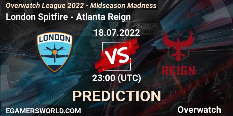 London Spitfire - Atlanta Reign: прогноз. 18.07.2022 at 23:00, Overwatch, Overwatch League 2022 - Midseason Madness