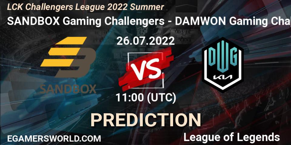 SANDBOX Gaming Challengers - DAMWON Gaming Challengers: прогноз. 26.07.2022 at 11:00, LoL, LCK Challengers League 2022 Summer