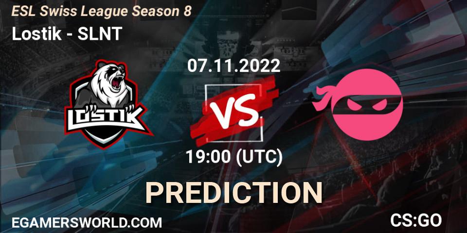 Lostik - SLNT: прогноз. 07.11.2022 at 19:00, Counter-Strike (CS2), ESL Swiss League Season 8