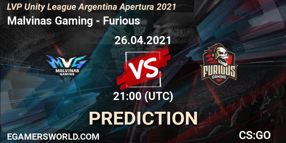 Malvinas Gaming - Furious: прогноз. 26.04.2021 at 21:00, Counter-Strike (CS2), LVP Unity League Argentina Apertura 2021