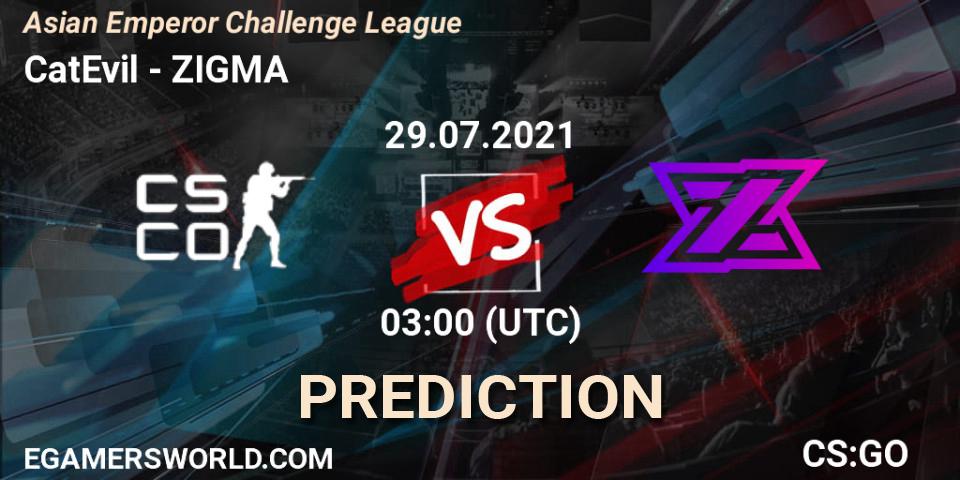 CatEvil - ZIGMA: прогноз. 29.07.2021 at 03:00, Counter-Strike (CS2), Asian Emperor Challenge League