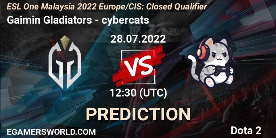 Gaimin Gladiators - cybercats: прогноз. 28.07.2022 at 12:30, Dota 2, ESL One Malaysia 2022 Europe/CIS: Closed Qualifier