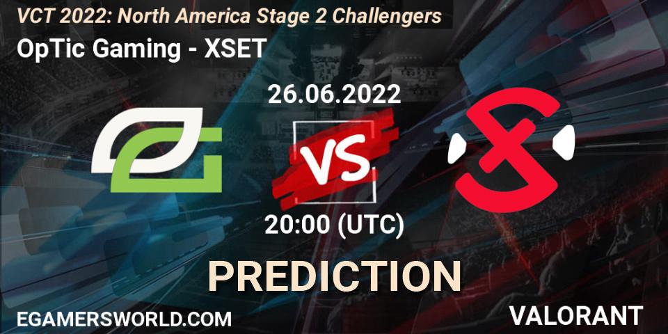 OpTic Gaming - XSET: прогноз. 26.06.22, VALORANT, VCT 2022: North America Stage 2 Challengers