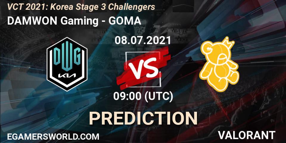 DAMWON Gaming - GOMA: прогноз. 08.07.2021 at 09:00, VALORANT, VCT 2021: Korea Stage 3 Challengers