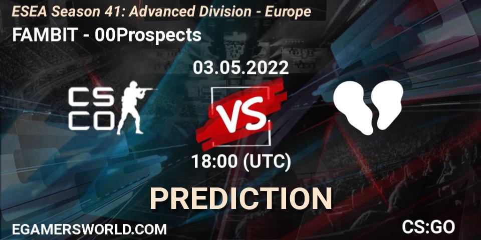 FAMBIT - 00Prospects: прогноз. 03.05.2022 at 18:00, Counter-Strike (CS2), ESEA Season 41: Advanced Division - Europe