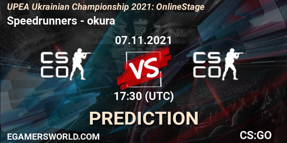 Speedrunners - okura: прогноз. 07.11.2021 at 16:00, Counter-Strike (CS2), UPEA Ukrainian Championship 2021: Online Stage