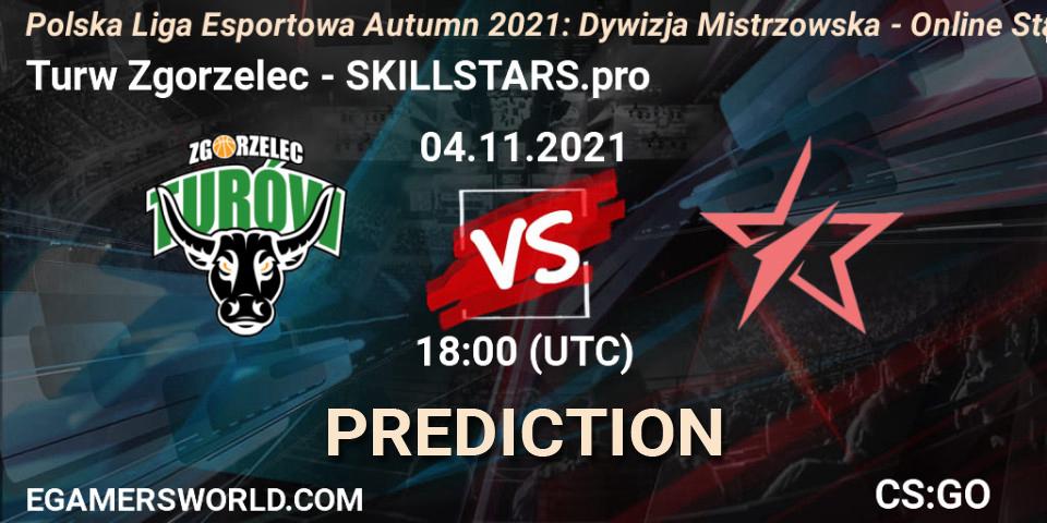 Turów Zgorzelec - SKILLSTARS.pro: прогноз. 04.11.2021 at 18:00, Counter-Strike (CS2), Polska Liga Esportowa Autumn 2021: Dywizja Mistrzowska - Online Stage