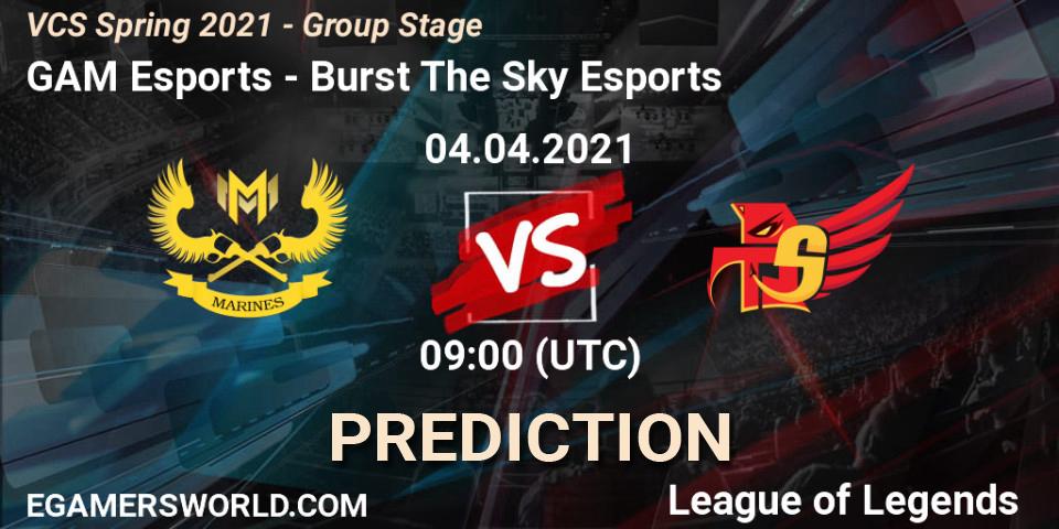 GAM Esports - Burst The Sky Esports: прогноз. 04.04.2021 at 10:00, LoL, VCS Spring 2021 - Group Stage