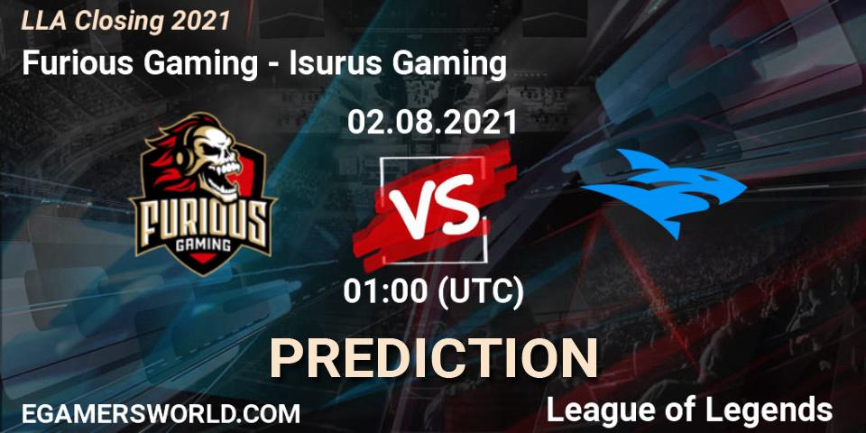 Furious Gaming - Isurus Gaming: прогноз. 02.08.21, LoL, LLA Closing 2021