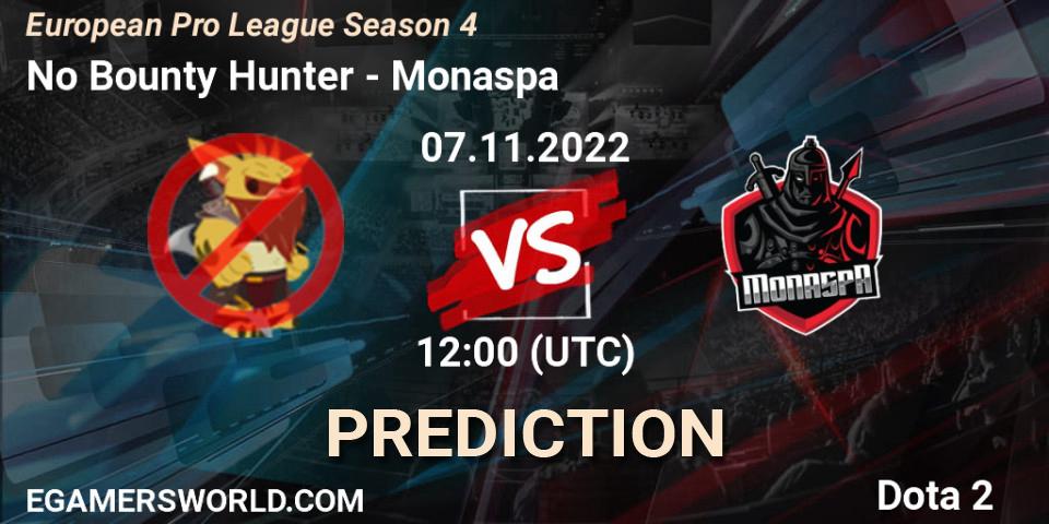 No Bounty Hunter - Monaspa: прогноз. 07.11.2022 at 13:30, Dota 2, European Pro League Season 4