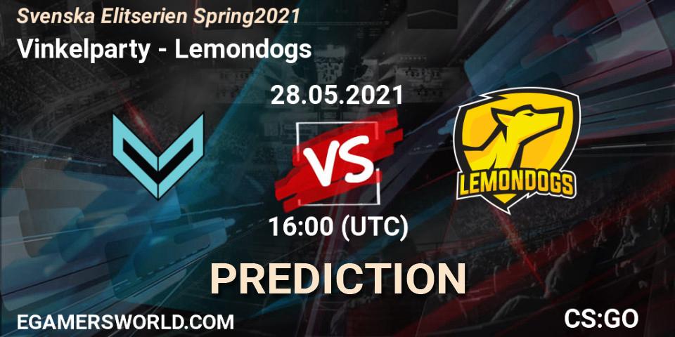 Vinkelparty - Lemondogs: прогноз. 28.05.2021 at 16:10, Counter-Strike (CS2), Svenska Elitserien Spring 2021