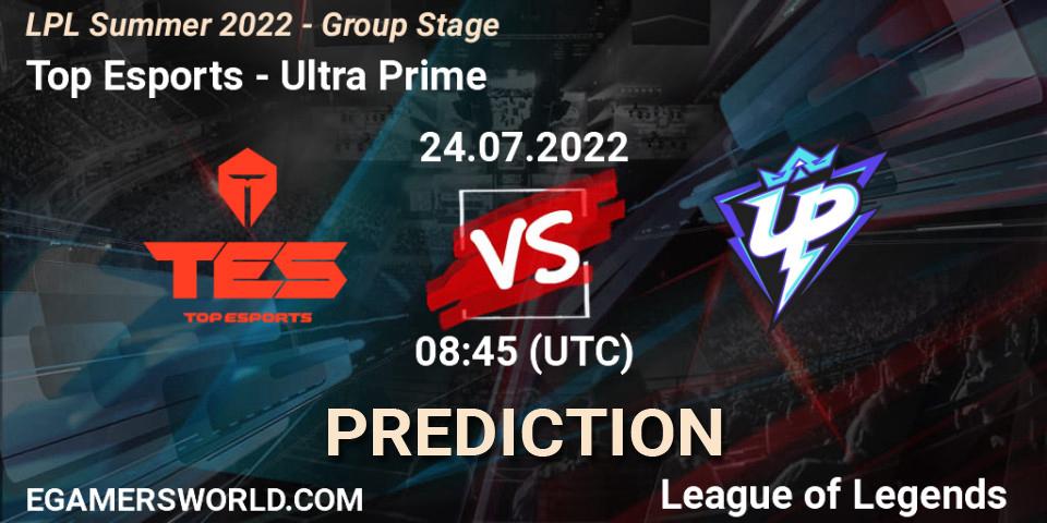 Top Esports - Ultra Prime: прогноз. 24.07.2022 at 09:00, LoL, LPL Summer 2022 - Group Stage