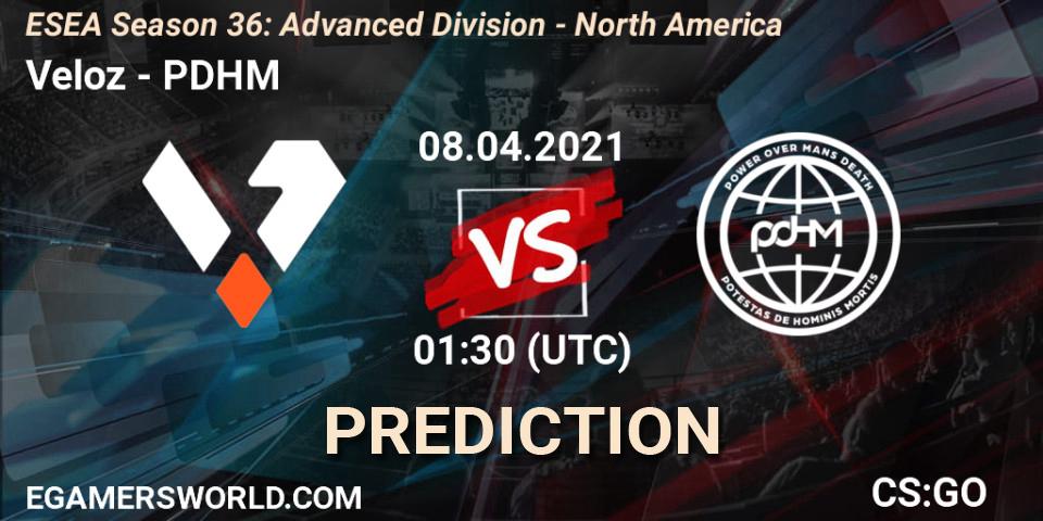 Veloz - PDHM: прогноз. 08.04.2021 at 01:30, Counter-Strike (CS2), ESEA Season 36: Advanced Division - North America