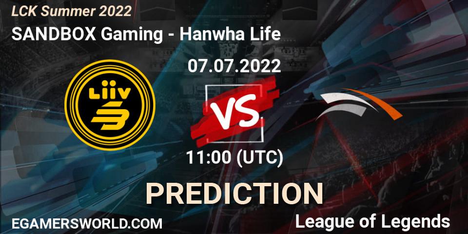 SANDBOX Gaming - Hanwha Life: прогноз. 07.07.2022 at 11:30, LoL, LCK Summer 2022