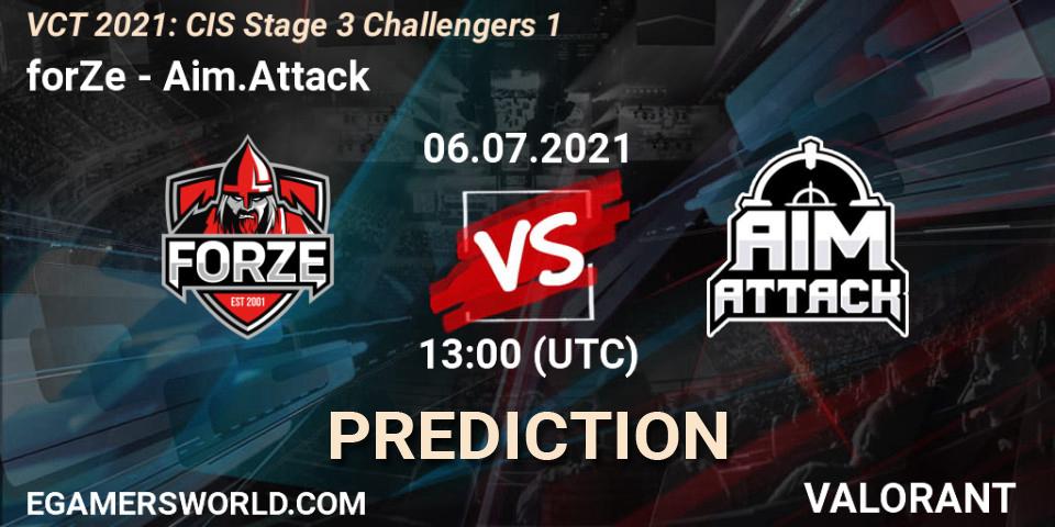 forZe - Aim.Attack: прогноз. 06.07.2021 at 13:00, VALORANT, VCT 2021: CIS Stage 3 Challengers 1