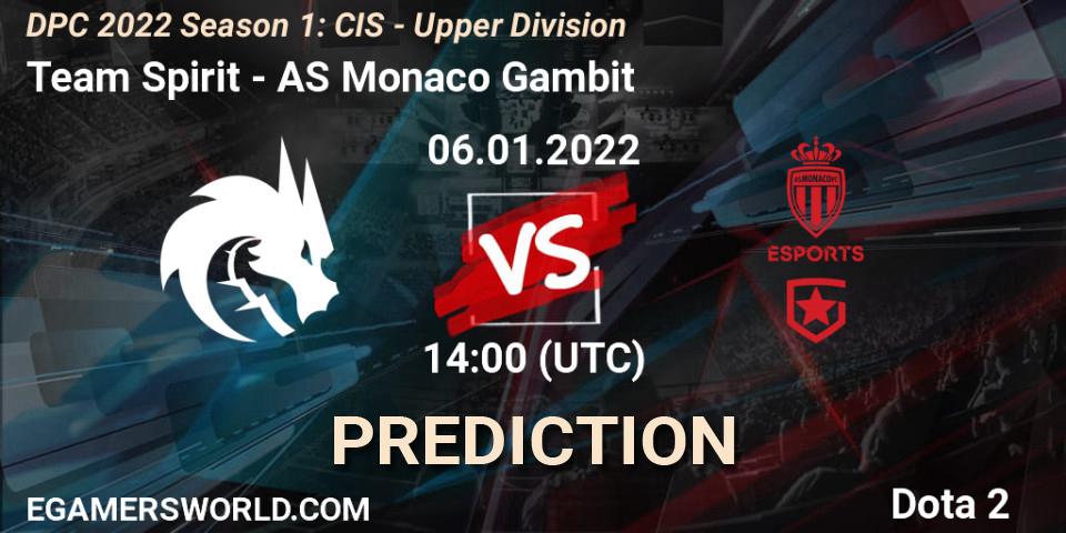 Team Spirit - AS Monaco Gambit: прогноз. 06.01.22, Dota 2, DPC 2022 Season 1: CIS - Upper Division