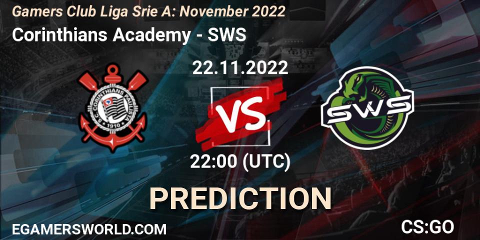 Corinthians Academy - SWS: прогноз. 22.11.22, CS2 (CS:GO), Gamers Club Liga Série A: November 2022