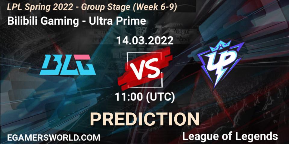 Bilibili Gaming - Ultra Prime: прогноз. 14.03.2022 at 11:00, LoL, LPL Spring 2022 - Group Stage (Week 6-9)