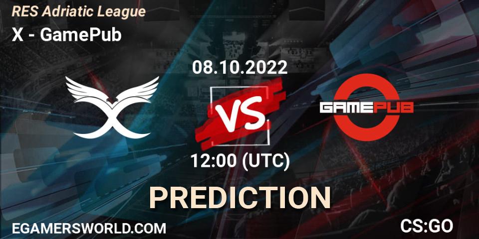 X - GamePub: прогноз. 08.10.2022 at 12:00, Counter-Strike (CS2), RES Adriatic League