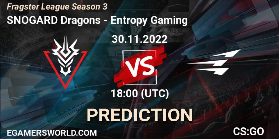 SNOGARD Dragons - Entropy Gaming: прогноз. 30.11.22, CS2 (CS:GO), Fragster League Season 3